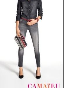 Camaieu Gray Jeans With Ankle Zipper